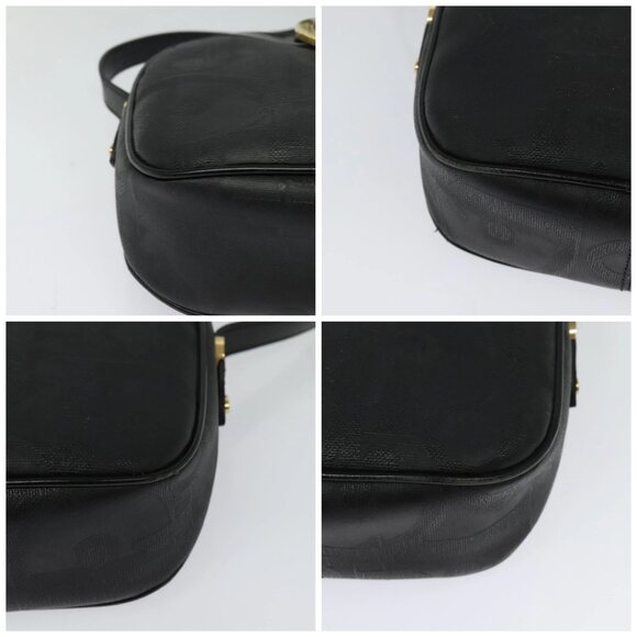 Christian Dior Trotter Canvas Shoulder Bag PVC Black Gold Auth sw750 - Picture 14 of 16